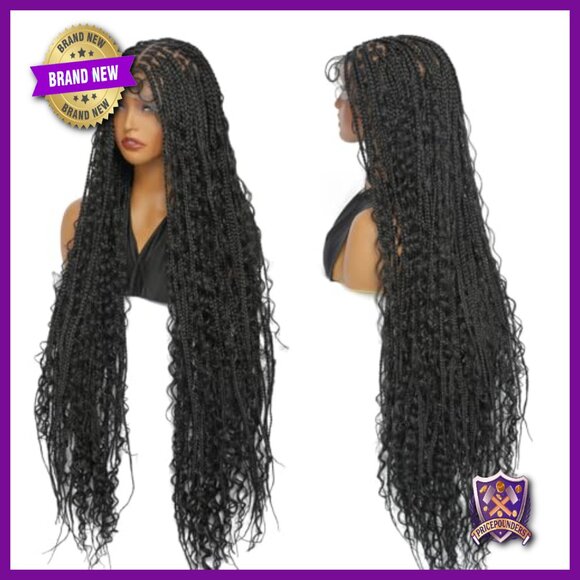 36in Knotless Box Braid Wig Full Lace Synthetic Boho Braids Lightweight main image 6